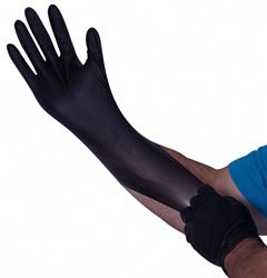 Picture of Premium BTX9002XL Heavy Duty Disposable Nitrile Gloves, Diamond Textured, Latex Free, 8 Mil, Black Nitrile Gloves, 50 Gloves Per Box, Size Xl