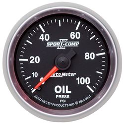 Picture of AutoMeter 3621 Gauge, Oil Pressure, 2 1/16" , 100psi, Mechanical, Sport-Comp Ii