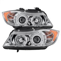 Picture of Spyder 5009012 4dr Projector Headlights - Led Halo - Amber Reflector - Eyebrow Bulb - Chrome