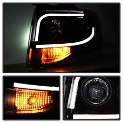 Picture of Spyder 5079503 Projector Headlights - Light Tube Drl - Black - High H1 - Low H1