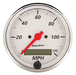 Picture of AutoMeter 1388 Gauge, Speedometer, 3 1/8" , 120mph, Elec. Prog. W/ Lcd Odo, Arctic White