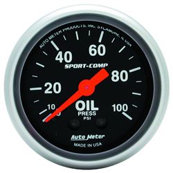 Picture of AutoMeter 3321 Gauge, Oil Pressure, 2 1/16" , 100psi, Mechanical, Sport-Comp