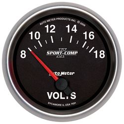 Picture of AutoMeter 7691 Gauge, Voltmeter, 2 5/8" , 18v, Electric, Sport-Comp Ii