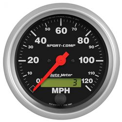 Picture of AutoMeter 3987 Gauge, Speedo, 3 3/8" , 120mph, Elec. Program W/ Lcd Odo, Sport-Comp