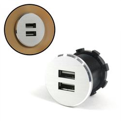 Picture of Keep It Clean Wiring KICUSB01 Silver Dash Mount Dual Port USB Charger - Replaces Cigarette Lighter