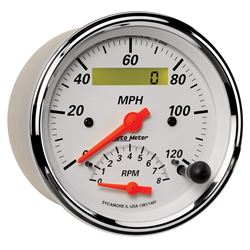 Picture of AutoMeter 1381 Gauge, Tach/speedo, 3 3/8" , 120mph & 8k Rpm, Elec. Program., Arctic White