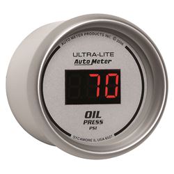 Picture of AutoMeter 6527 Gauge, Oil Pressure, 2 1/16" , 100psi, Digital, Silver Dial W/ Red Led