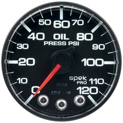 Picture of AutoMeter P325328 Gauge, Oil Press, 2 1/16" , 120psi, Stepper Motor W/peak & Warn, Blk/blk, Spek