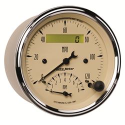 Picture of AutoMeter 1881 Gauge, Tach/speedo, 3 3/8" , 120mph & 8k Rpm, Elec. Program., Antq Beige