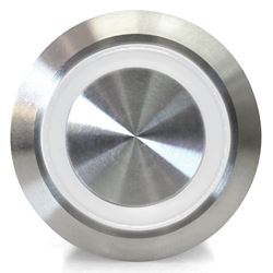 Picture of Keep It Clean Wiring 12555 Momentary 22mm White Or Orange Ring Led Aluminum Billet Button Silver Illuminate
