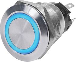 Picture of Blue Sea Systems 4160 BLUE SEA 4160 SS PUSH BUTTON SWITCH 10A OFF-ON BLUE