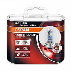 Picture of Osram H4 9003 12v 60/55wnight Breaker Unlimited Car Hi/lo Beam Halogen Headlight 2x