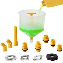 Picture of MPD Racing 87009 No-Spill Coolant Funnel Kit, Near Universal Fitment, Translucent, 15 Piece Set, Cooling System Funnel Allows Access To Hard-To-Reach Radiators , White