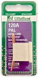 Picture of Littelfuse 0PAL4120XP Pal 9/16 Bent 32 Volt 120 Amp Carded Auto Link Fuse