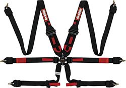 Picture of Racequip 855005 Racequip Fia 8853-2016 Rated 6 Pt Camlock Hans Auto Racing Harness Set; Pull-Down 2" Lap Seat Belt Set; Black #