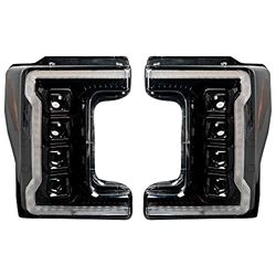 Picture of Recon 264372LEDBKCS For Ford F-250 Super Duty 17-19 Headlights Black/smoke Sequential Drl Bar