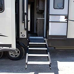 Picture of MOR/RYDE INTERNATIONAL STP210 Stepabove Adjustable 31.5 To 37.5 Inch 3 Step Portable Rv Camper Solid Entry Stairs With Strut Assist For 30 Inch Wide Doorways