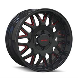 Picture of Mayhem 8110-2983BTR18 MAYHEM TRIPWIRE 8110 GLOSS BLACK MILLED PRISM RED 20X9 6-139.7 18MM 106MM