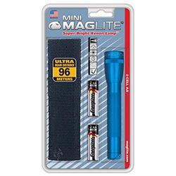 Picture of MagLite M2A11H Mini Incandescent 2-Cell Aa Flashlight With Holster, Blue