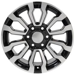 Picture of OE Wheels 9510044 18" Replica Wheel Cv35 Fits Gmc Sierra Rim 18x8.5 Black Machined Wheel
