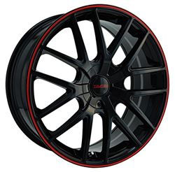 Picture of Touren 3260-8803BR TOUREN TR60 3260 GLOSS BLACK WITH RED RING 18X8 5-100/5-114.3 40MM 72.62MM