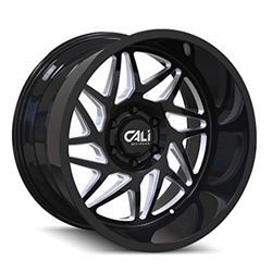 Picture of CALI OFF-ROAD 9112-22270BM CALI OFF-ROAD GEMINI 9112 GLOSS BLACK MILLED 22X12 8-170 -51MM 125.2MM