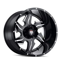 Picture of AMERICAN TRUXX AT163-22436M-76 AT163-221452M AMERICAN TRUXX NINJA AT163 GLOSS BLACK MILLED 22X14 6-135 -76MM 87.1MM