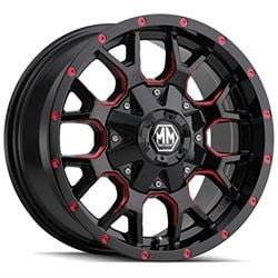 Picture of Mayhem 8015-8952BTR18 MAYHEM WARRIOR 8015 GLOSS BLACK MILLED PRISM RED 18X9 5-127/5-139.7 18MM 87MM