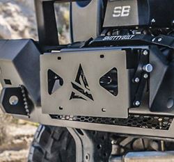 Picture of Attica 4x4 ATTK102-BX Universal Offroad Front Bumper Winch Flip-Up Roller Fairlead License Plate Mounting Bracket - Black - Powder Coated - Steel
