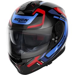Picture of Nolan N885275680436 N80-8 Ally Helmet - Gloss Black/Metal Blue/Red - X-Large