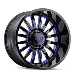 Picture of CALI OFF-ROAD 9110-2181BTB CALI OFF-ROAD SUMMIT 9110 GLOSS BLACK MILLED PRISM BLUE 20X10 8-165.1 -25MM 125.2MM
