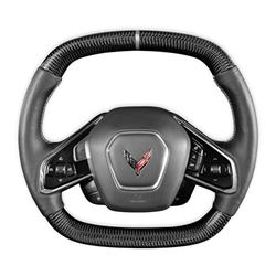 Picture of Drake Muscle Cars CV950-23 Steering Wheel Carbon Fiber with Leather Grips