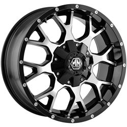 Picture of Mayhem 8015-8981B18 MAYHEM WARRIOR 8015 GLOSS BLACK MACHINED 18X9 8-165.1 18MM 130.8MM