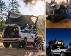 Picture of Overland Vehicle Systems 18189901 HD Bushveld 2 - Cantilever Hard Shell Roof Top Tent, 2 Person, Grey Body & Green Rainfly