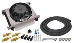 Picture of Derale Performance 13960 Mounts Anywhere Space Permits;electric Fan Supplies Optimum Airflow;dramatically Extends Engine And Transmission Life;high Efficiency Stacked Plate Cooler;clear Anodized Aluminum Shroud;500 Cfm Reversible Tornado Electric Fan;-6an Inlet Size;transmission