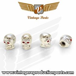 Picture of Vintage Parts 14560 Usa Set Of 4 Chrome Skull Valve Caps